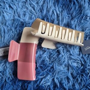 Pink and Cream Hair Claw Clips